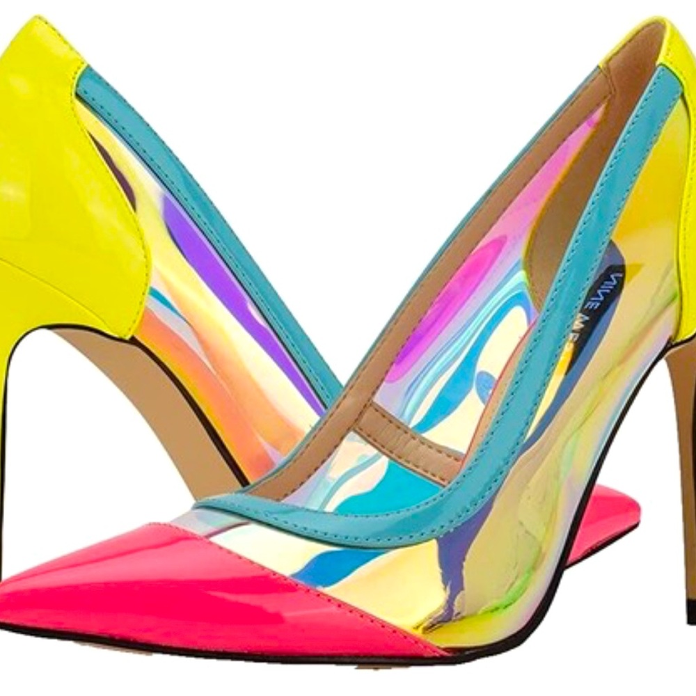 Nine West Neon Pink and Yellow Heels